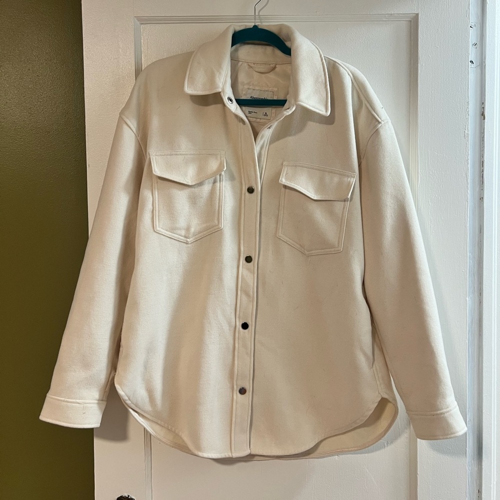 Abercrombie & Fitch White Shirt Jacket, Size XL